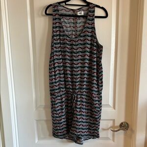 Old Navy Geometric Tribal Print Sleeveless Romper - Black/Teal/Coral - Size L